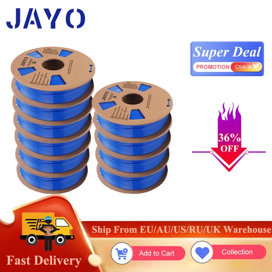 JAYO PETG 3d Printer Filament 1.75mm +/- 0.02mm petg 2 Rolls Excellent  Toughness Neatly 100% No Bubble For 3d Printer & 3D Pen