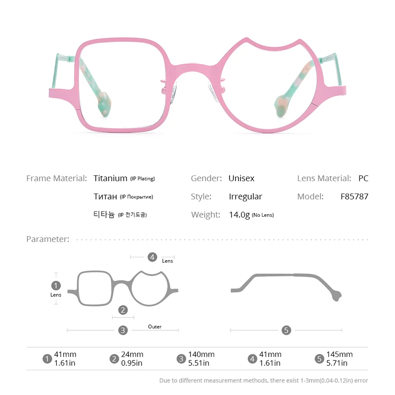 FONEX Titanium Glasses Frame Men 2023 New Colorful Fashion Irregular Eyeglasses Women Eyewear F85787