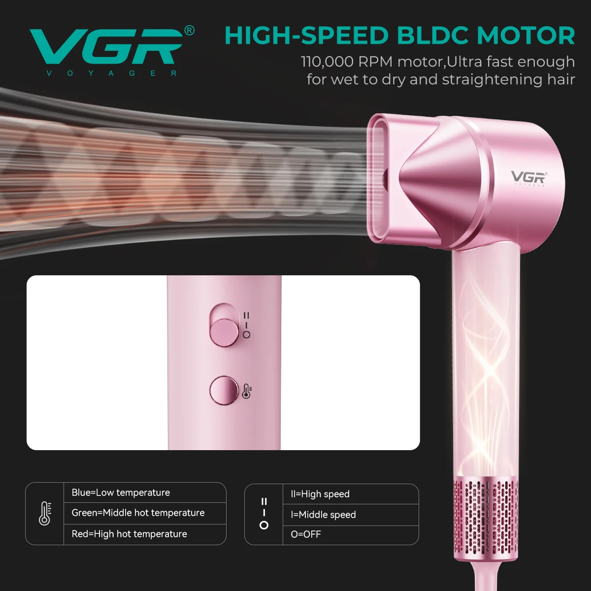 VGR Leafless Hair Dryer Professional Negative Ion Hair Dryer