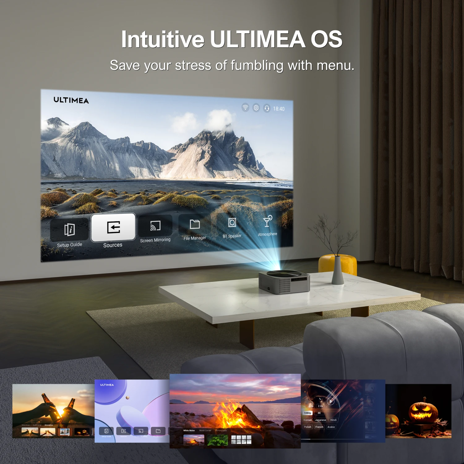 ULTIMEA Apollo P40 Native 1080P Full HD Projector, 4K