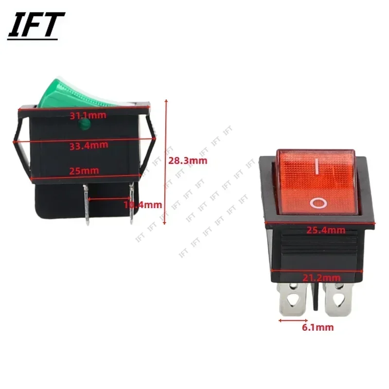 Illuminated Rocker Switch ON/OFF 230V 15A 2-Pin - Rectangular Plastic Lighted Switch