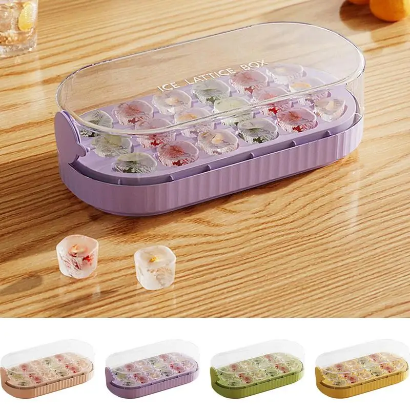 

Ice Cube Tray With Case Lid and Spoon BPA Free,Silicone Sphere Whiskey Ball Ice Cube Mold Large Push Type Ice Cube Trays