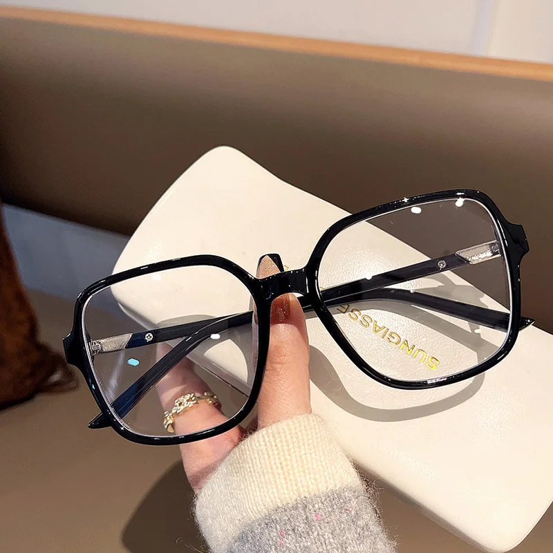 Fashion Leopard Oversized Myopia Glasses Women Brand Square Blocking Blue Light Ultralight Computer Graduation Eyeglasses minus 3