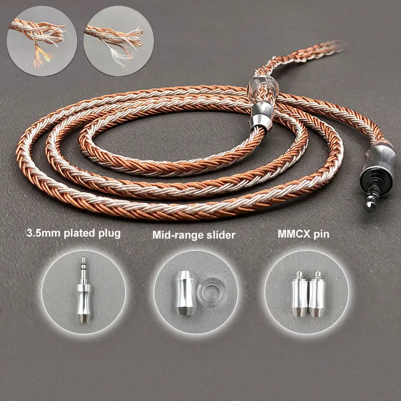 Único Cristal de Cobre Banhado a Prata Fio Hifi Fone de Ouvido Upgrade Cabo Tipo-c Ios para Shure 2.5 mm 3.5 mm 4.4 mm Alta Qualidade - Image 6