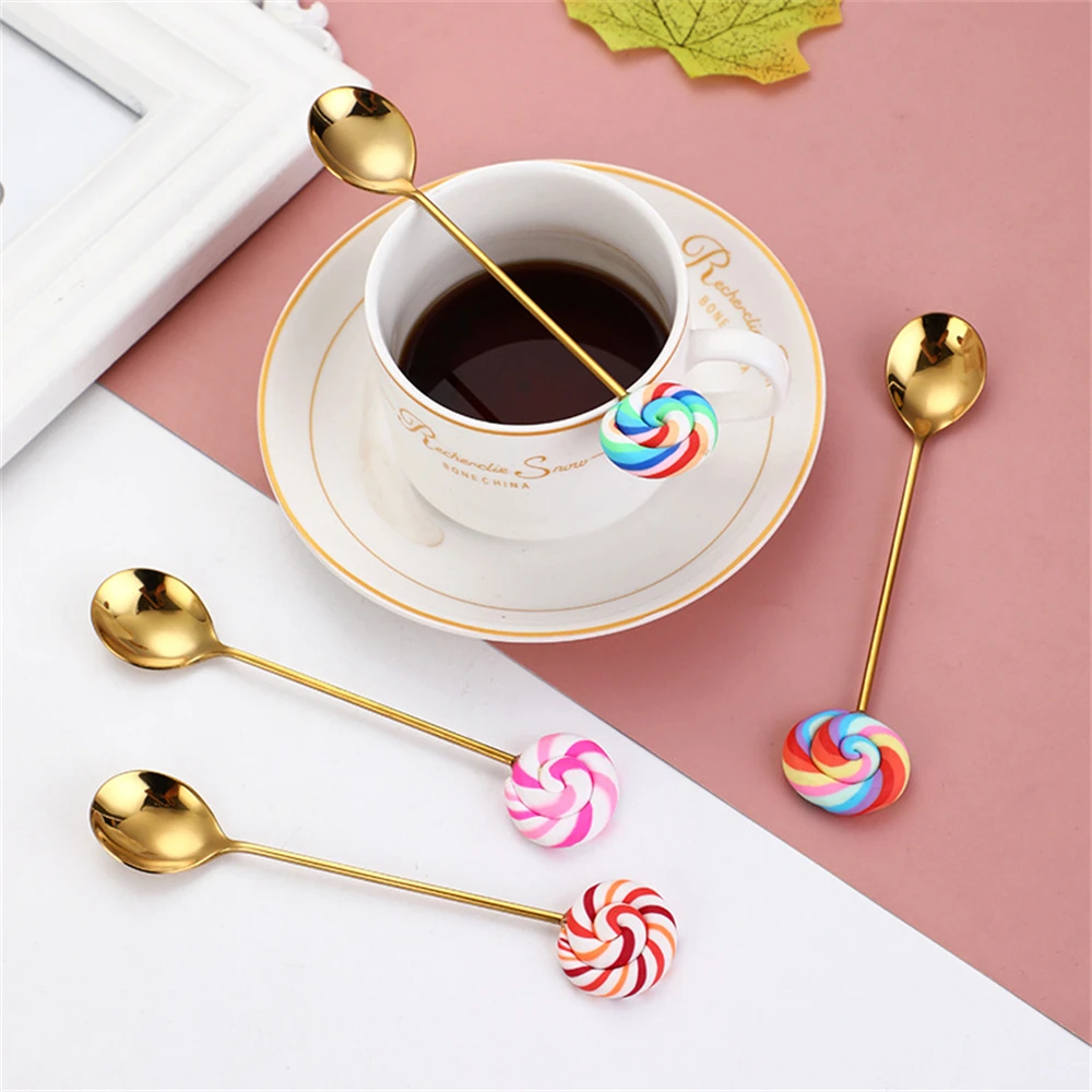 CuteLollipopCoffeeSpoonStainlessSteelCoffeeStirSpoonDinner