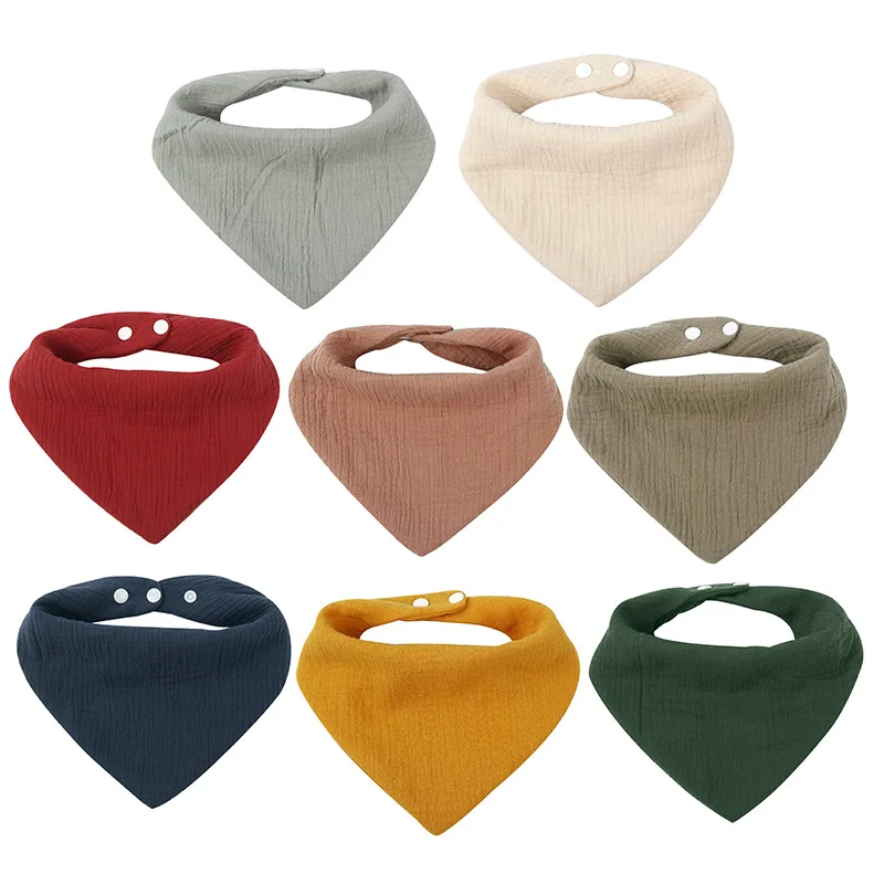 

Newborn Bibs Feeding Bibs Solid Color Cartoon Snap Button Soft Triangle Towel Cotton Baby Bibs Saliva Scarf Towel baby boy bibs