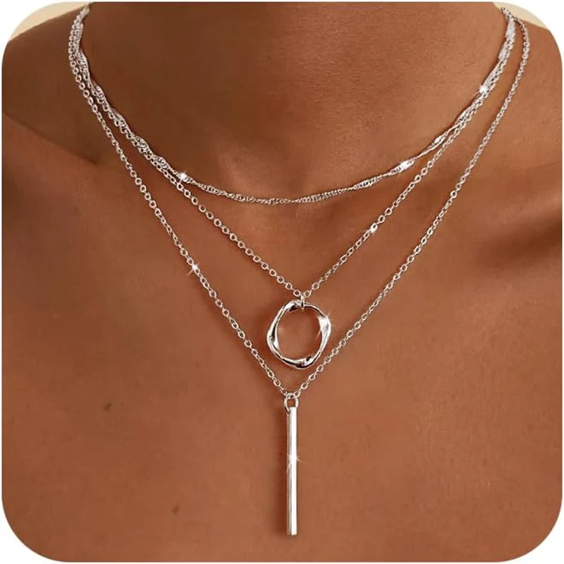 ★Hei★ sv925 circle layered necklace HE24SPNSG664XXFR MUSINSA | HEI [sv925] circle layered necklace