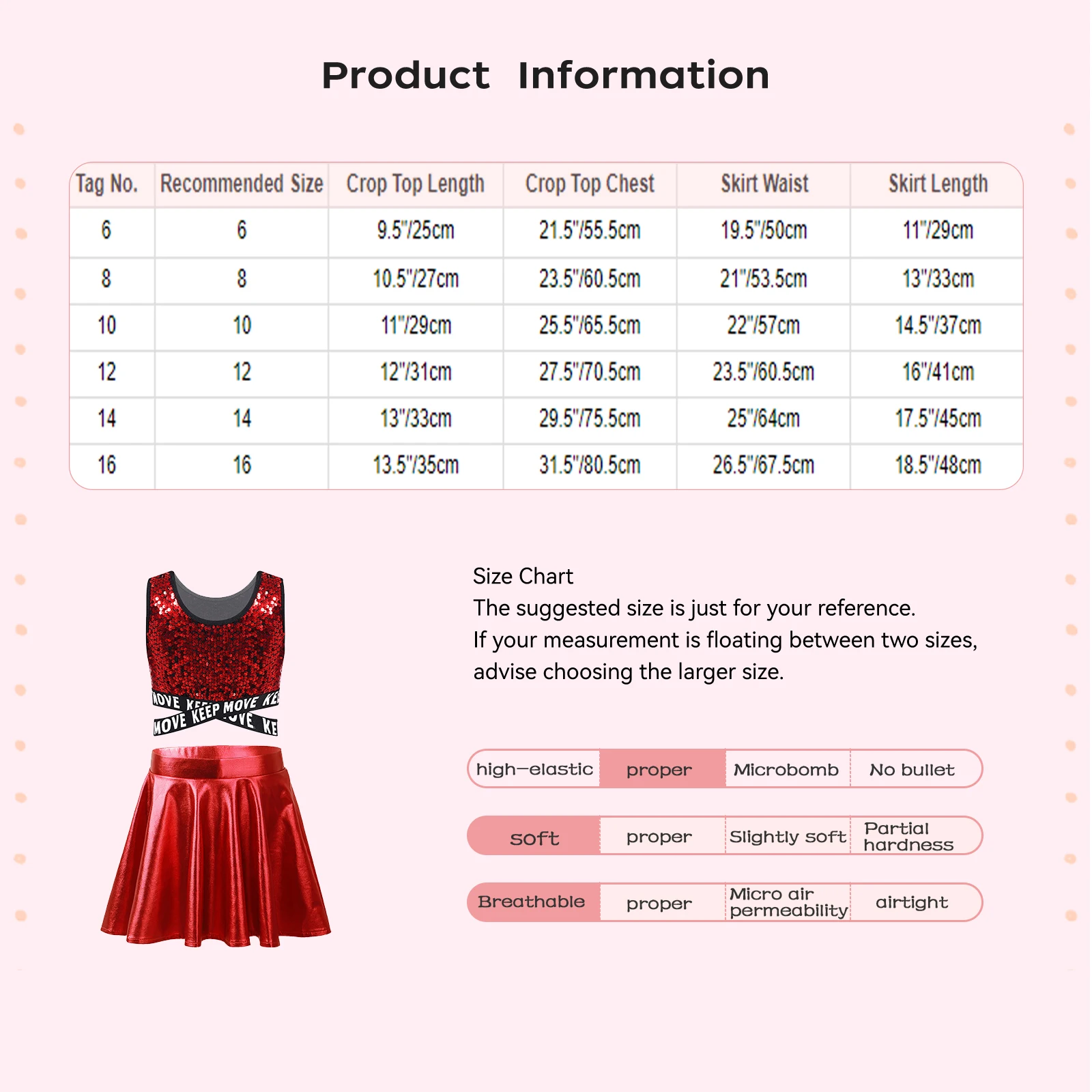 Kids Girls Jazz Cheer Dance Outfit Cheerleader Costume Sequins Crop Top Skirt for Cheerleading Uniform Dancewear Hip-hop Clothes