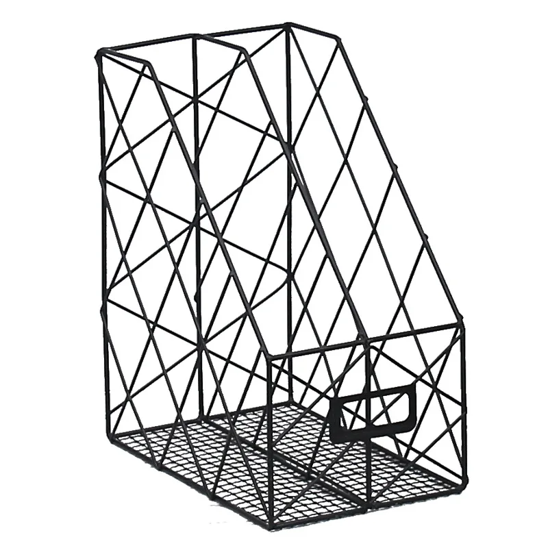 Nordic Metal Bookstand File Rack Data Frame Office Desktop Bookshelf Newspaper File Rack Storage Basket