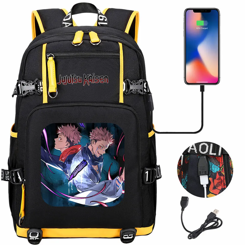 

Anime Jujutsu Kaisen USB Large Capacity Teenagers Student Schoolbags Women Men Laptop Travel Backpack Boy Girl School Book Bags
