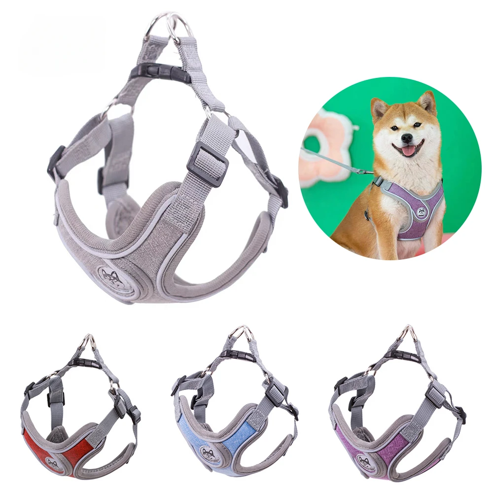 

Leash French Dog Adjustable Reflective Collar Set Small Accessories Dog Harnesses Puppy Vest Leasher Medium Dog For Dog Bulldog