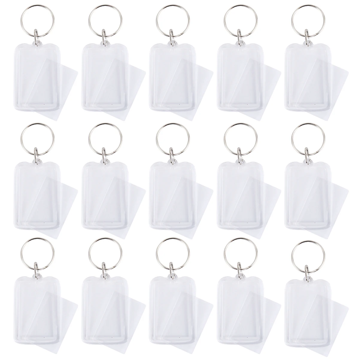 Blank Photo Keyrings 100/200pcs acrylic display holder Acrylic Blank Picture Insert Keychain Double Sided Clear Key Ring Photo Holder with Split Ring