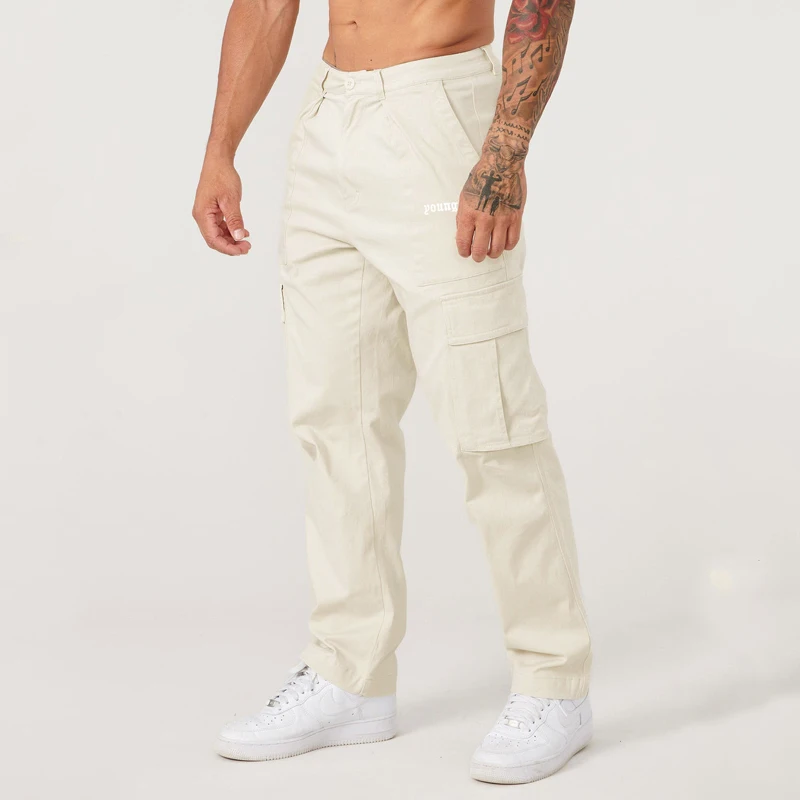 Men\'s Cargo Pants Jogger Sports Fitness Casual Pants Gym Exercise Fitness Running Training Pants Loose Straight Leg Pants