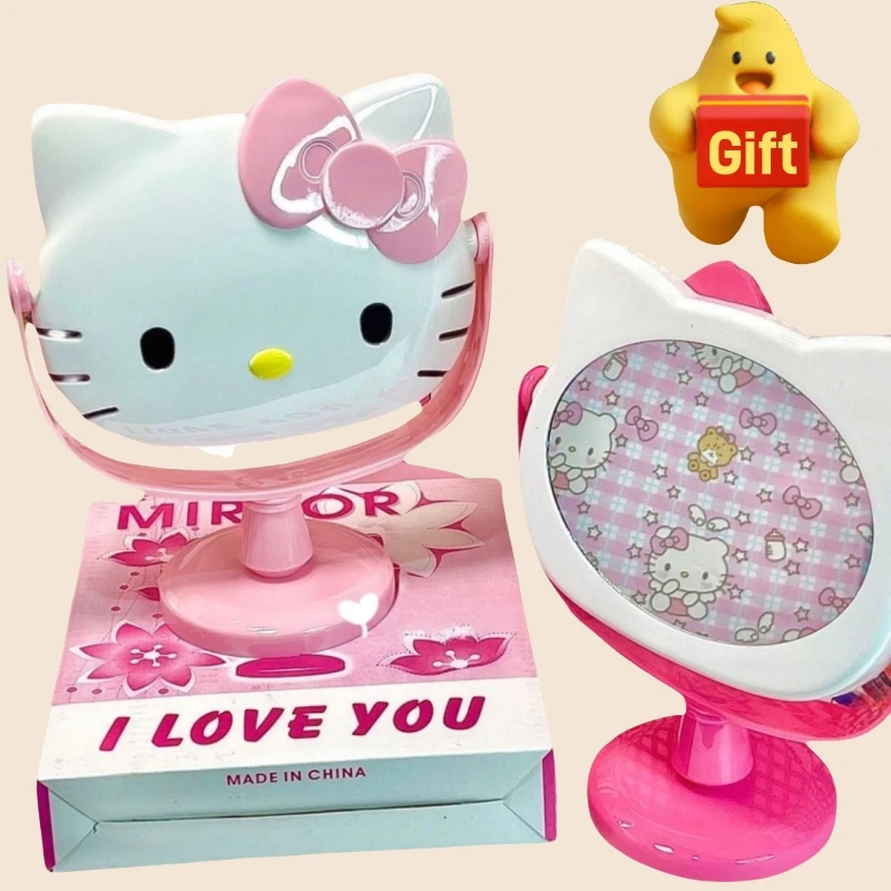

Зеркало для туалетного столика Kawaii Hello Kitty Sanrio мультяшная Аниме Фигурка милое студенческое общежитие Настольное вертикальное зеркало для макияжа праздничный подарок