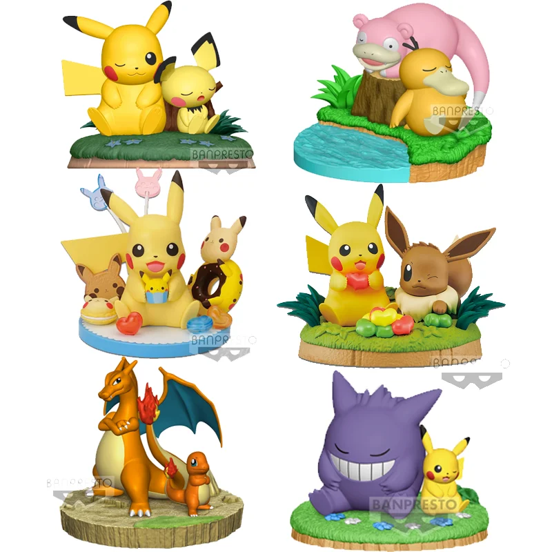 

Bandai Original POKEMON Eevee Pikachu Psyduck Gengar Slowpoke Anime Action Figure Toys For Boys Girls Children Birthday Gifts