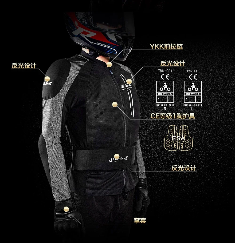 LS2 Motorcycle CE Certified Summer Breathable Racing Jacket Body Armor Men Women Motorcyclist Jacket Armor Clothing Motorcycle Jacket Motorcycle Armor Motorcycle Clothing