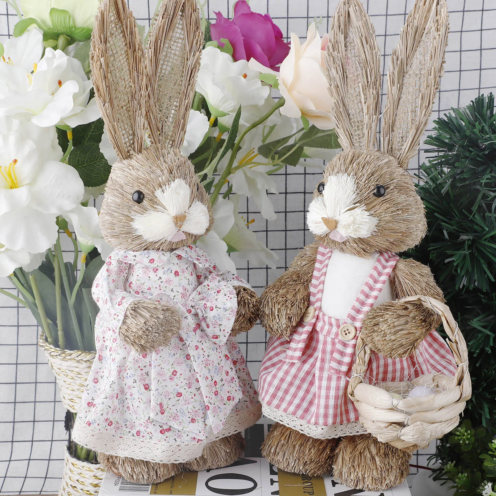 

Plush Bunny Cloth Home Simulated Gift Cute Party Supplies Foam Ornaments Kids Toy Accessories PU Grass Easter Simulation Rabbit