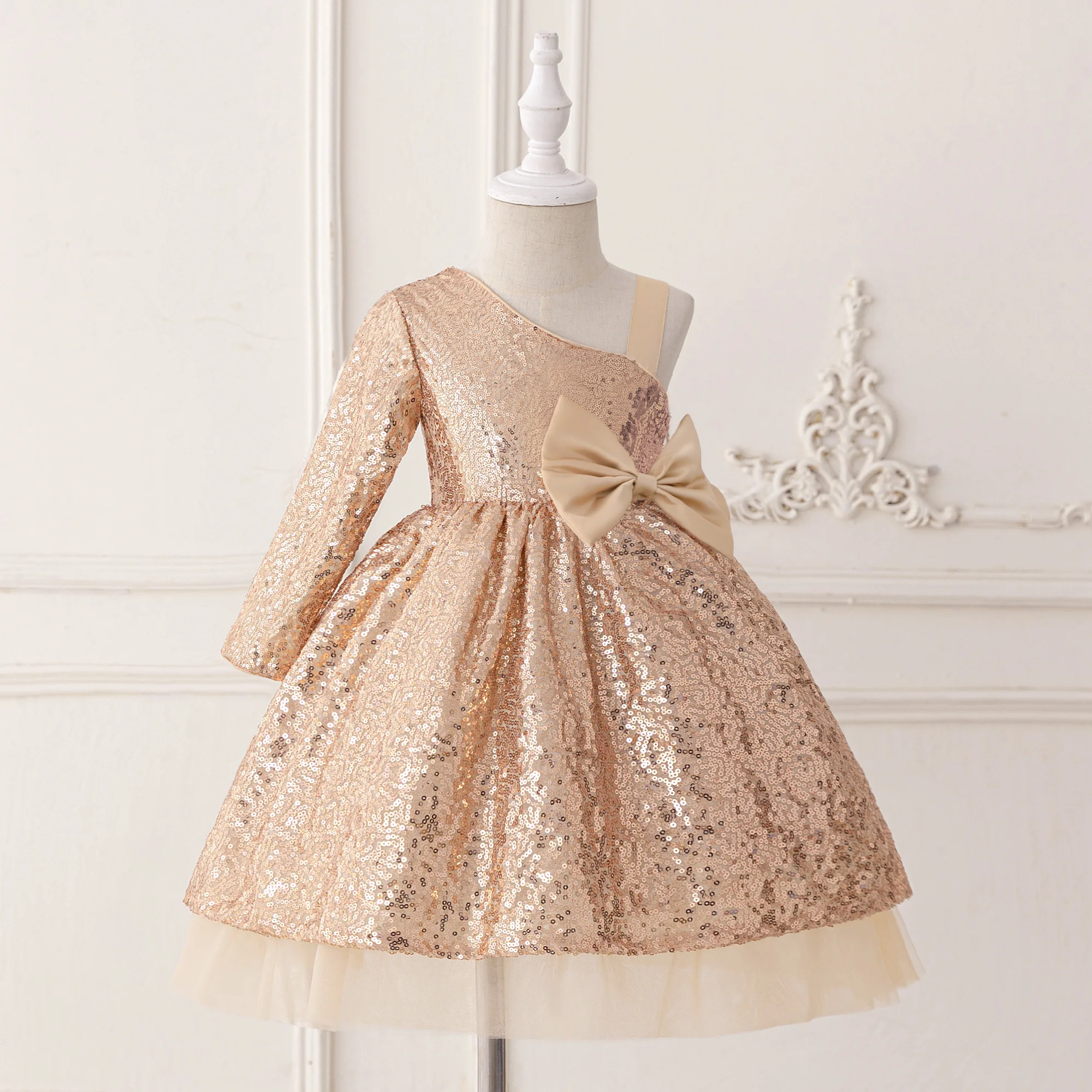 Robe Romaine Paillettes Fille 1-6 Ans - Froufrous - Doublée Et Faite Main
