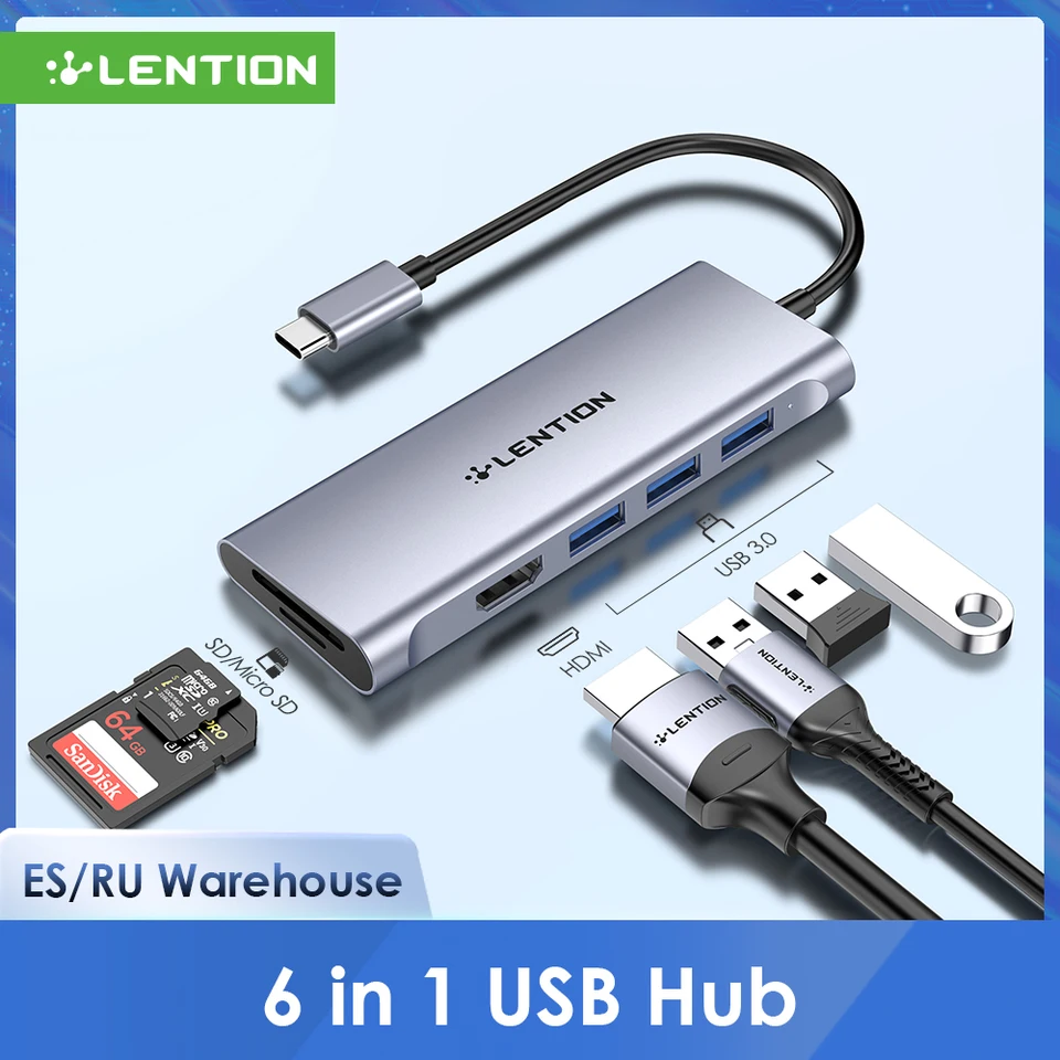 LENTION USB-C Multi-Port Hub with 4K HDMI Output, 100W PD, 4 USB 3.0 5Gbps  Compatible 2023-2016 MacBook Pro, New Mac Air & Surface, Chromebook, iPhone