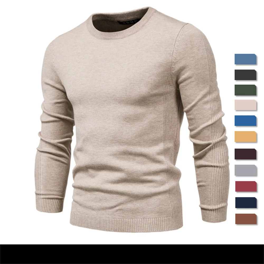 

2023 New Winter Thickness Pullover Men O-neck Solid Color Long Sleeve Warm Slim Sweaters Men Men's Sweater Pull Male Clothing