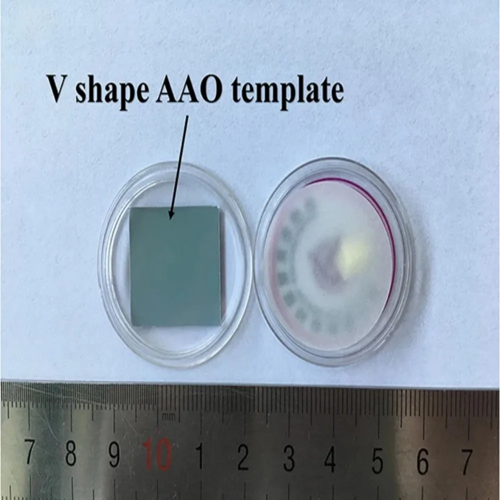 

V-shaped hole AAO template, V-shaped single pass, tapered hole, inverted tapered hole AAO, porous alumina