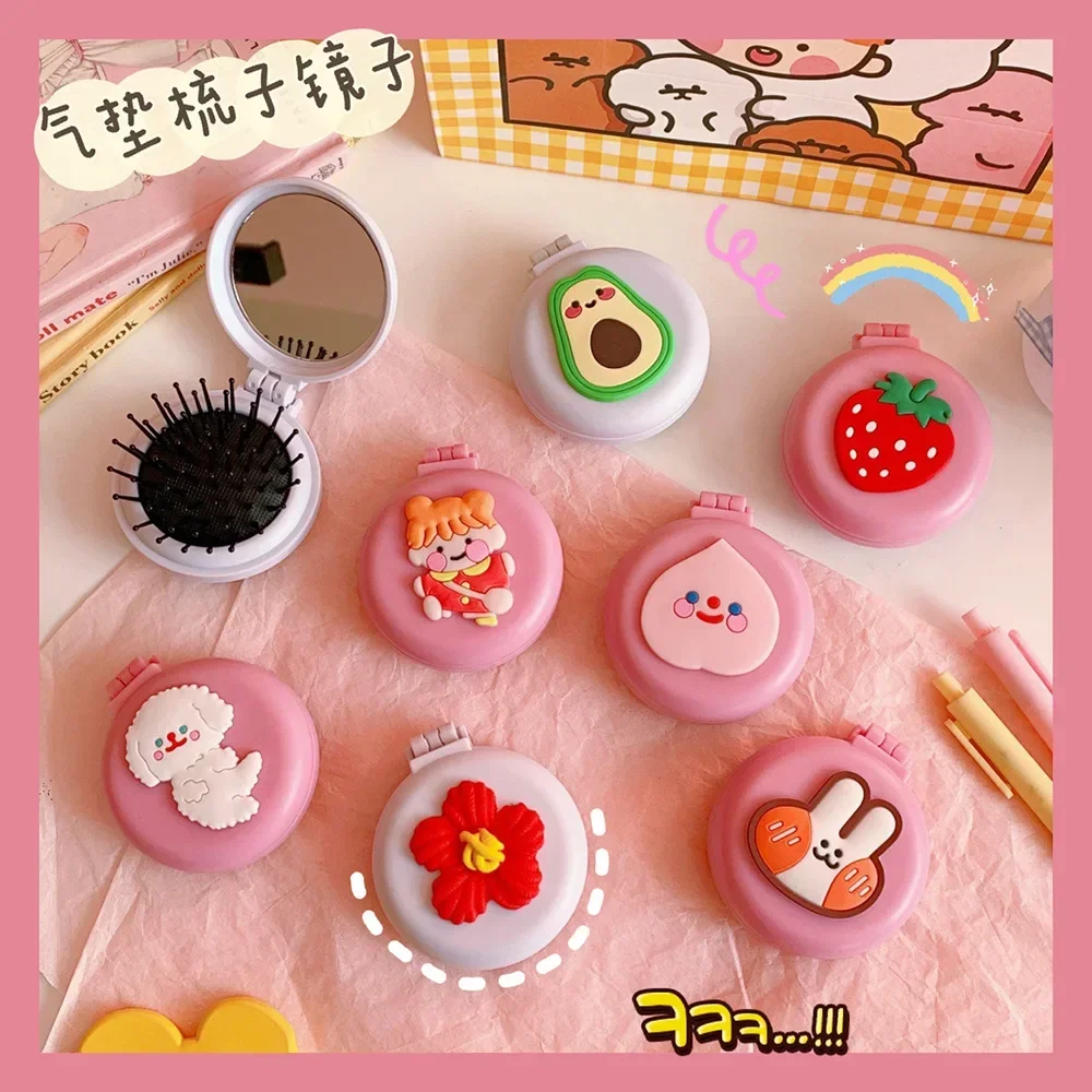 1pcs Mini Folding Air Comb Mirror Compact Pocket Portable Travel Hair Brush Cosmetic Makeup Mirror Head Massager Relax makeup mirror