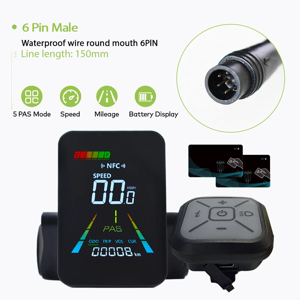 AU61-H6C-2 e-bike velocímetro bluetooth display lcd scooter elétrico