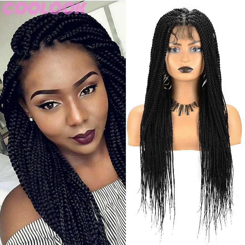 

36 Inch Senegalese Twist Braided Wigs Full Lace Natural Knotless Braids Wig for Black Women Synthetic Frontal Lace Box Braid Wig