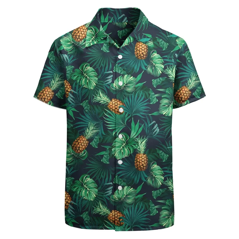 Summer Men's Holiday Lapel Camisa Fruit 3d Print Harajuku Hawaiian Shirts Fashion Unisex Clothes Beach Short Sleeve Blouses Tops 5