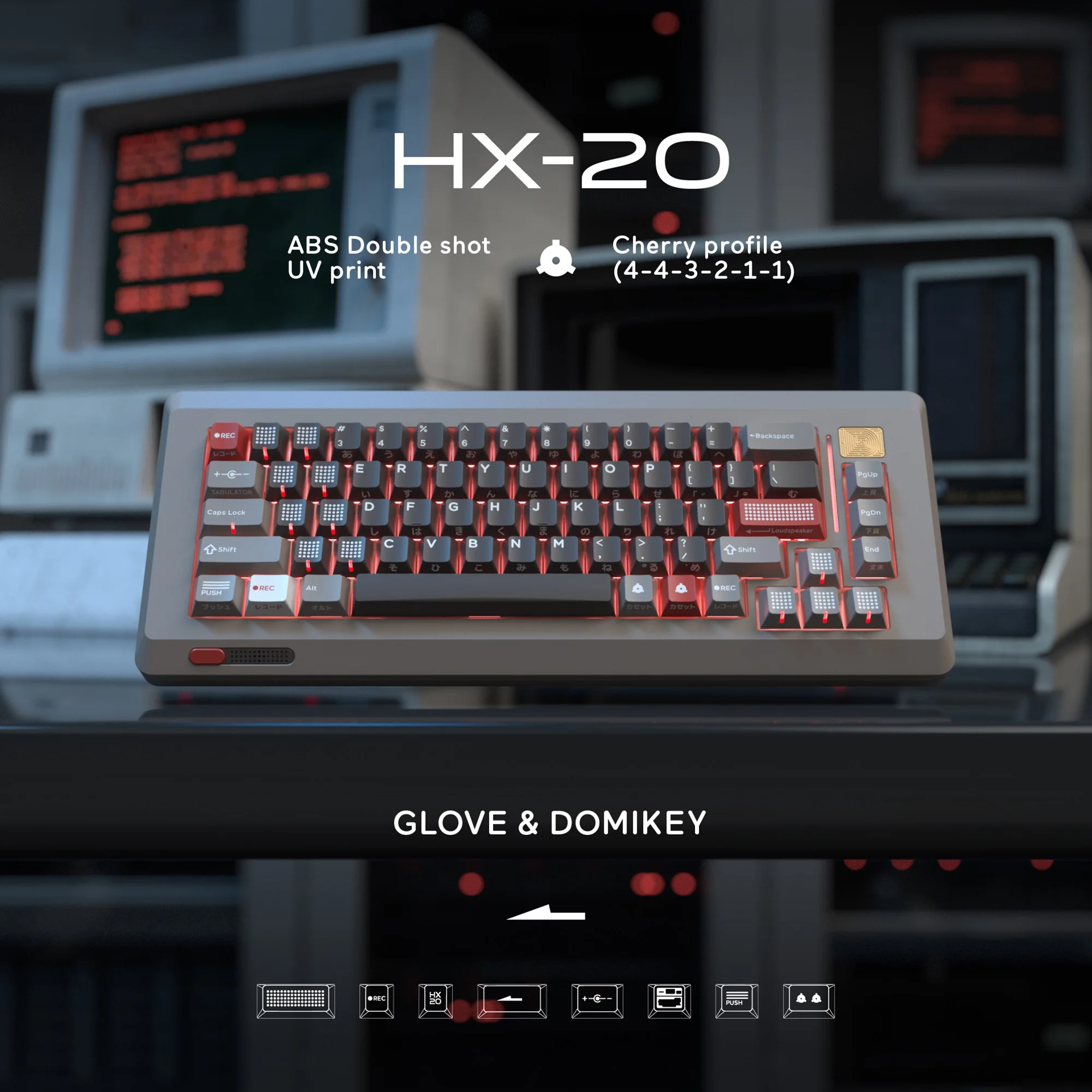 Perfil Silencioso do Deserto Keycap Domikey x Inky Cereja para mx Stem Teclado Poker 87 104 Gh60 Bm60 Bm65 Bm68 Bm80 Csctc75 Vn96 - Imagem 6