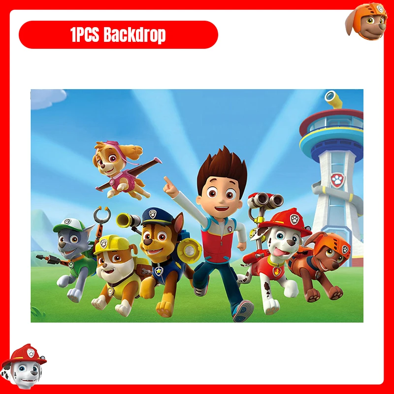 Skye Paw Patrol Birthday Theme Decoration Tableware Cup Plate Tablecloth Balloon Banner Background Paw Patrol kid Party Supplies