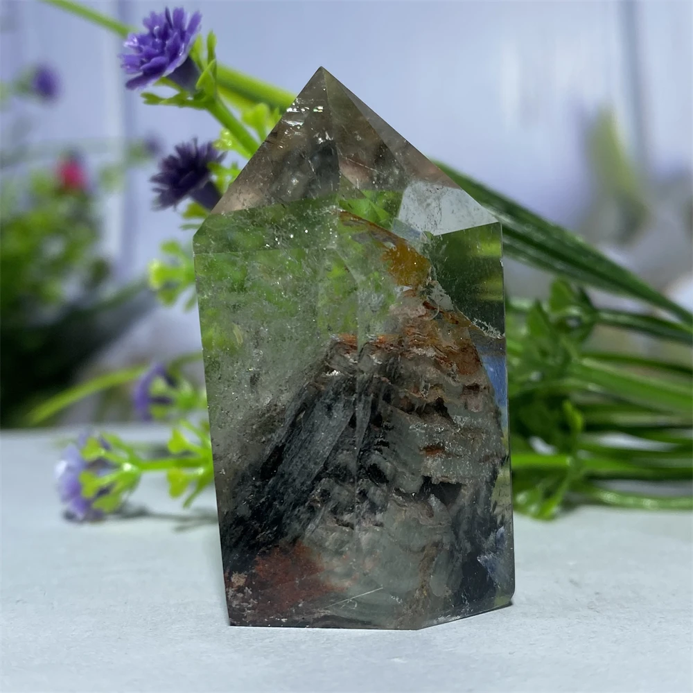 Ghost Crystal  Natural Green Phantom Quartz Hexagon Prism Tower Obelisk Spiritual Meditation Reiki Gift Stone Home Decoration 2