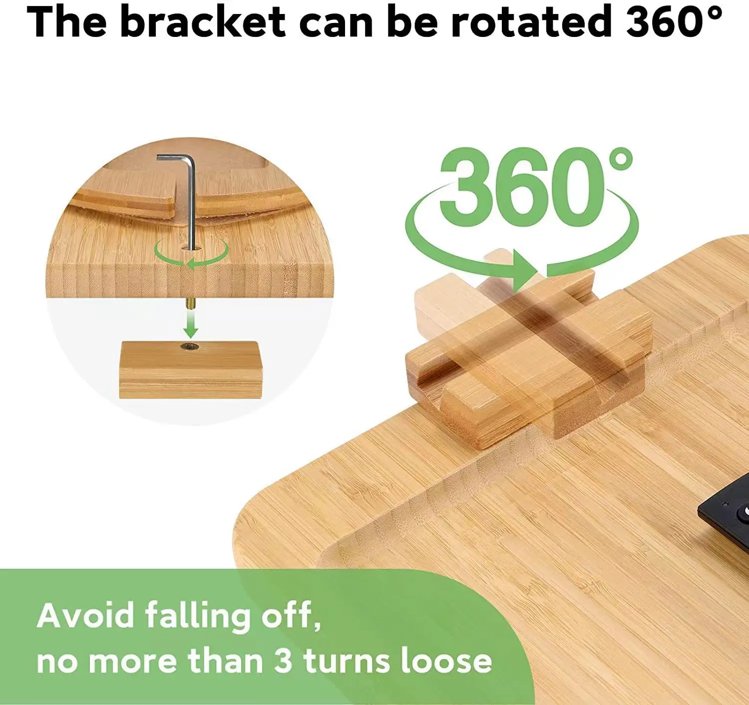 Bamboo Sofa Tray Table, Clip On Side Table Couch Arm With Phone Holder 5