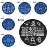 Beauty Stainless Steel Snow Flake Flower Elk Stamping Plates Round Nail Art Template Stamp Stencil Christmas 5