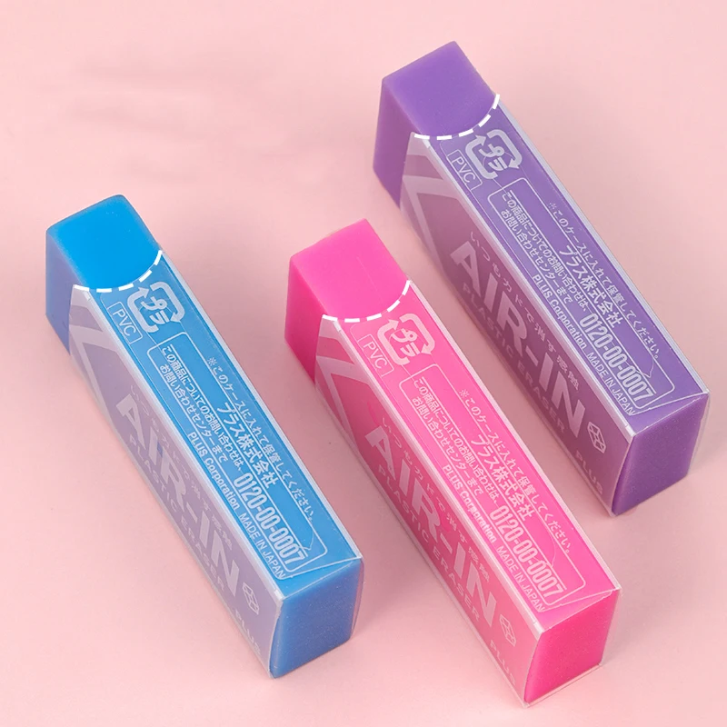 1pc 플러스 플라스틱 지우개 공기 네온 색상 모양 귀여운 지우개 어린이 학생 Kawaii 학교 용품 편지지