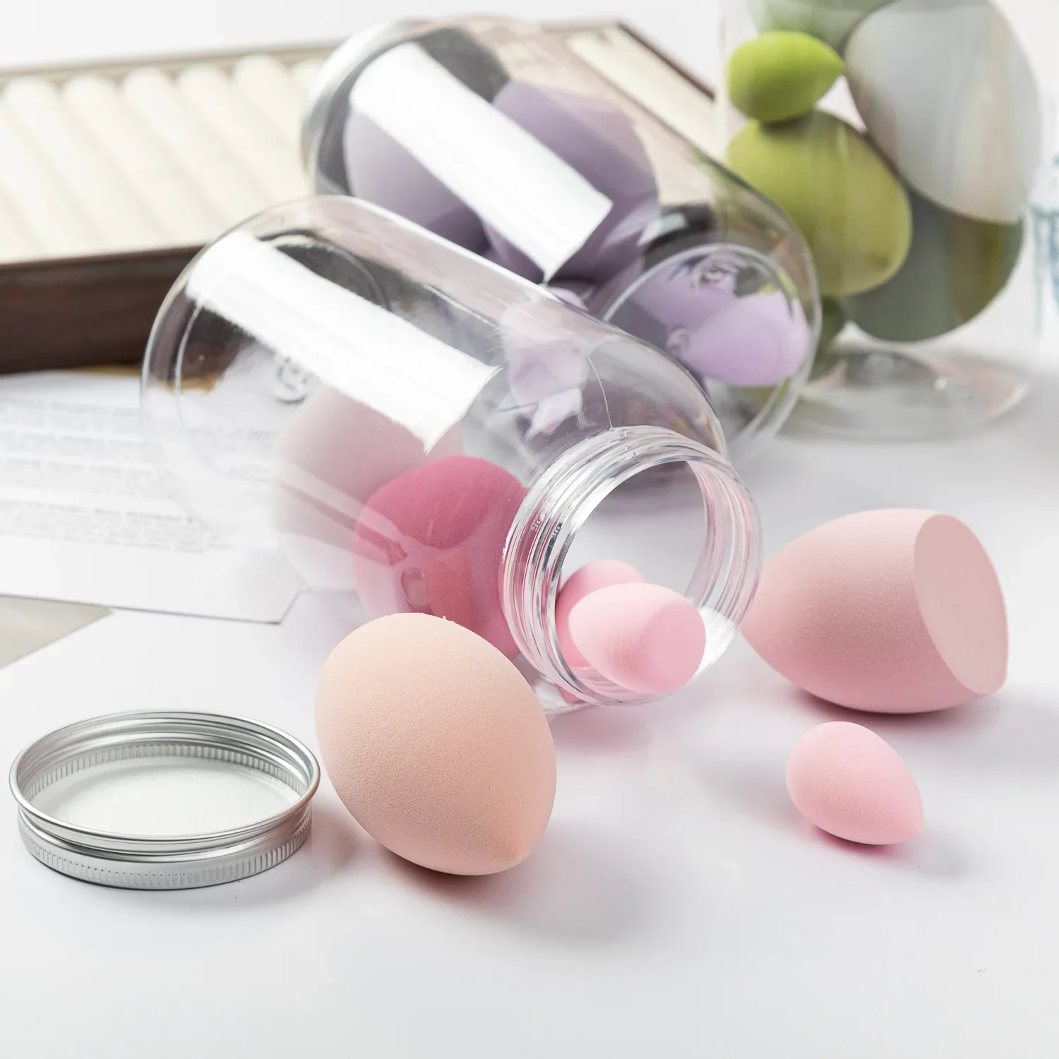 Makeup Sponge Blender Set - Cosmetic Beauty Egg Foundation and Powder Puffs