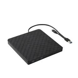Ultra-Slim USB 3.0 & Type-C External CD/DVD Optical Drive with CD-RW & DVD-ROM Functionality (Black)