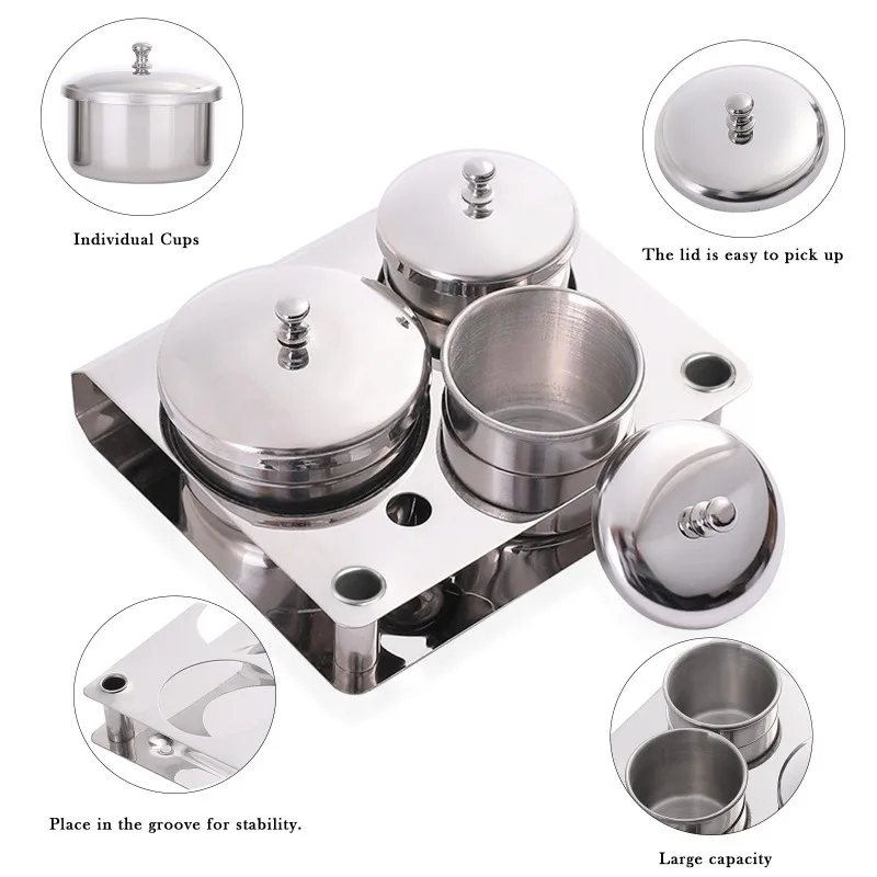 3pcs New Arrival Mini Stainless Steel Nail Art Cup Set Crystal Liquid Sterilization Cup Nail Salon Set Organizer Manicure Tools 2
