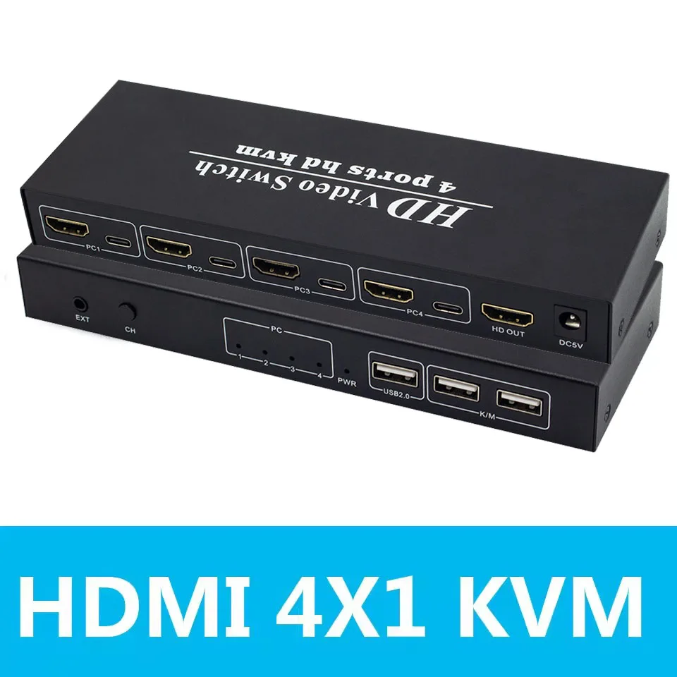 USB HDMI KVM 스위치, PC 노트북 윈도우 및 맥용, 4K 스위치, 4 ..