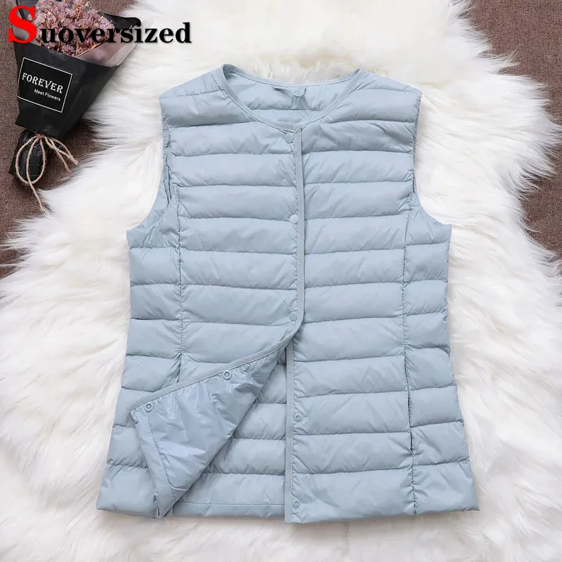 

Elegant Lightweight Cotton Vests Oversized Winter Women Warm Sleeveless Jacket Korean Casual Thick Parka Slim Short Waistcoat