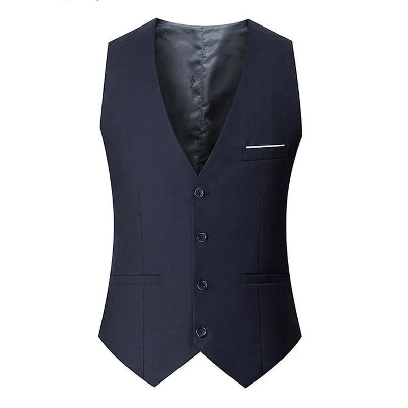 Slim Fit Suit Vests for Men Black Grey Navy Blue Business Casual Male Waistcoat Single Breasted Gilet Homme Formal Jacket 5