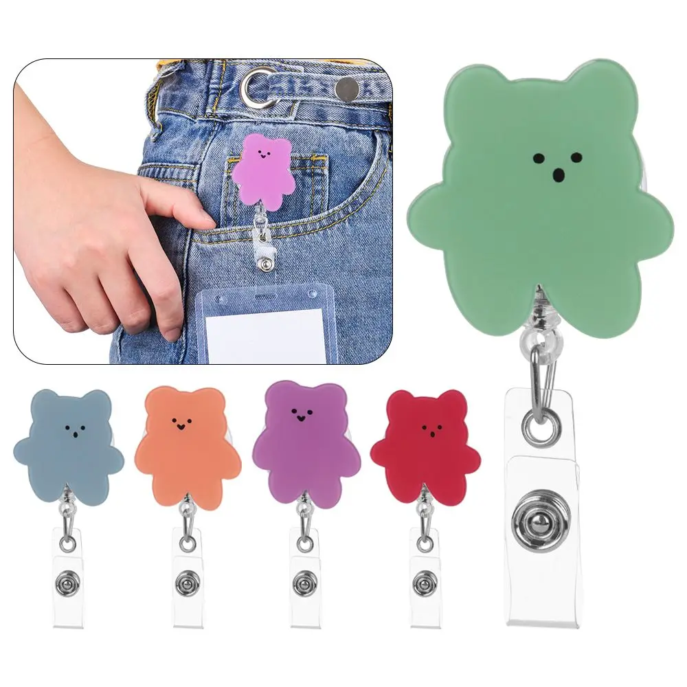 1PC Cute Cartoon Bear Badge Reel Retractable Student ID Badge Card Clips  Badge Holder Stationery for Nurses Students Doctors - AliExpress