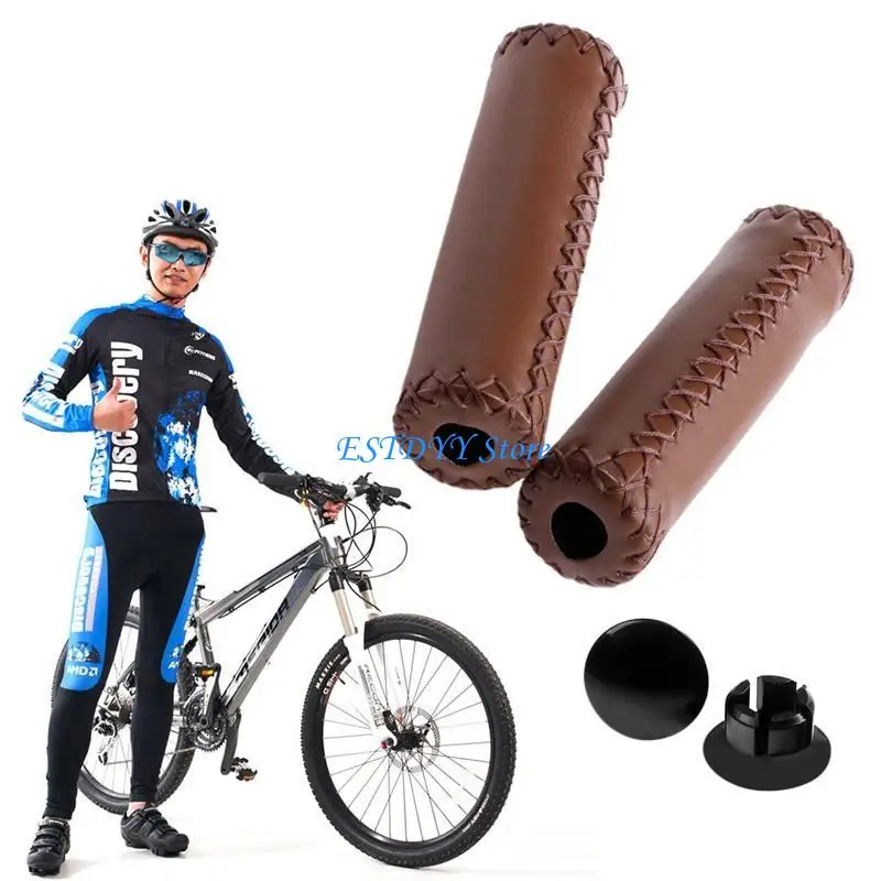 G6DE MTB BMX 도로 산악 자전거 자전거 사이클링 스티치 가죽 핸들바 엔드 그립