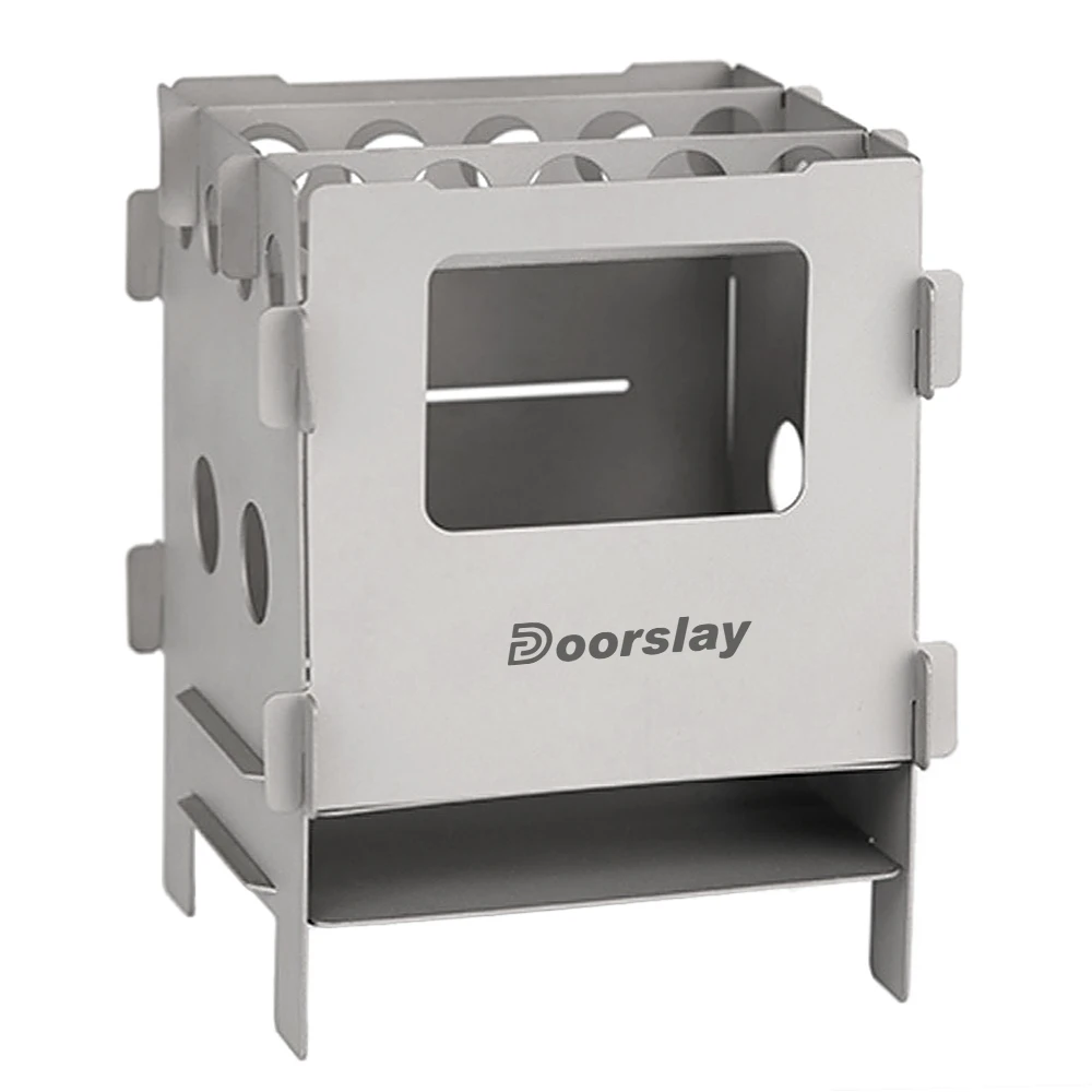 Portable Foldable Ti/Stainless Steel Wood Burning Stove Pocket Stove Outdoor Camping Cooking Picnic Backpacking Stove