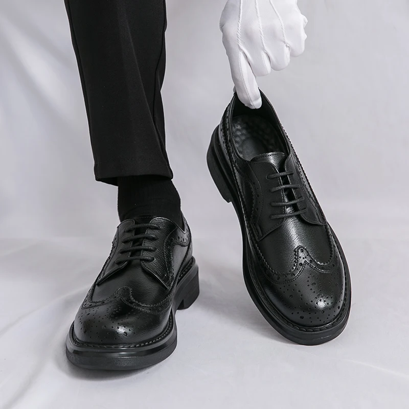 Men Derby Shoes White Dress Men Business Patent Leather Shoes Party Flat Shoe Classic Formal Fashion Leather Leisure