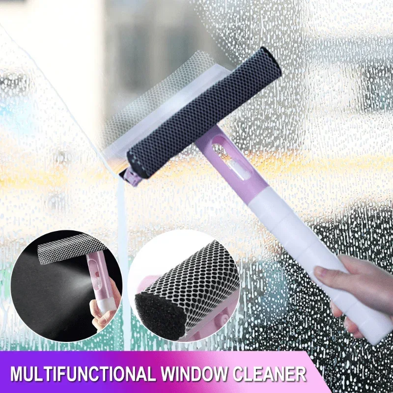 1pc Double-sided Window Cleaner Squeegee Wiper Home Cleaning Tools Water Spray Cleaner Wipe Glass Wiper Multi-functional Wiper