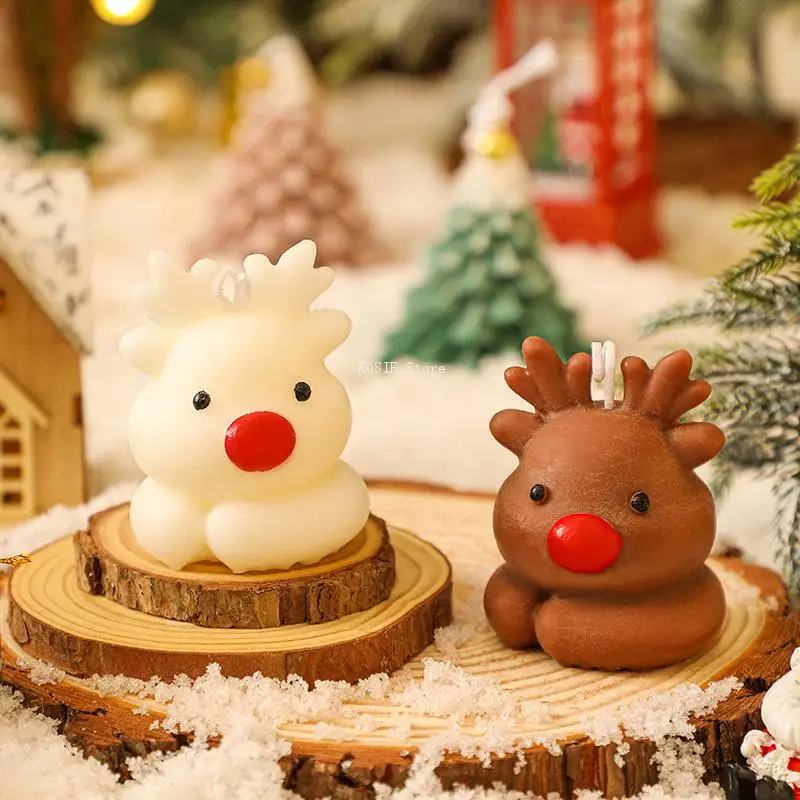 Diy Christmas Elk Candle Silicone Mold Cute Aromatherapy Soy Wax Mold Animal Elk Candle Plaster Mold Christmas Present