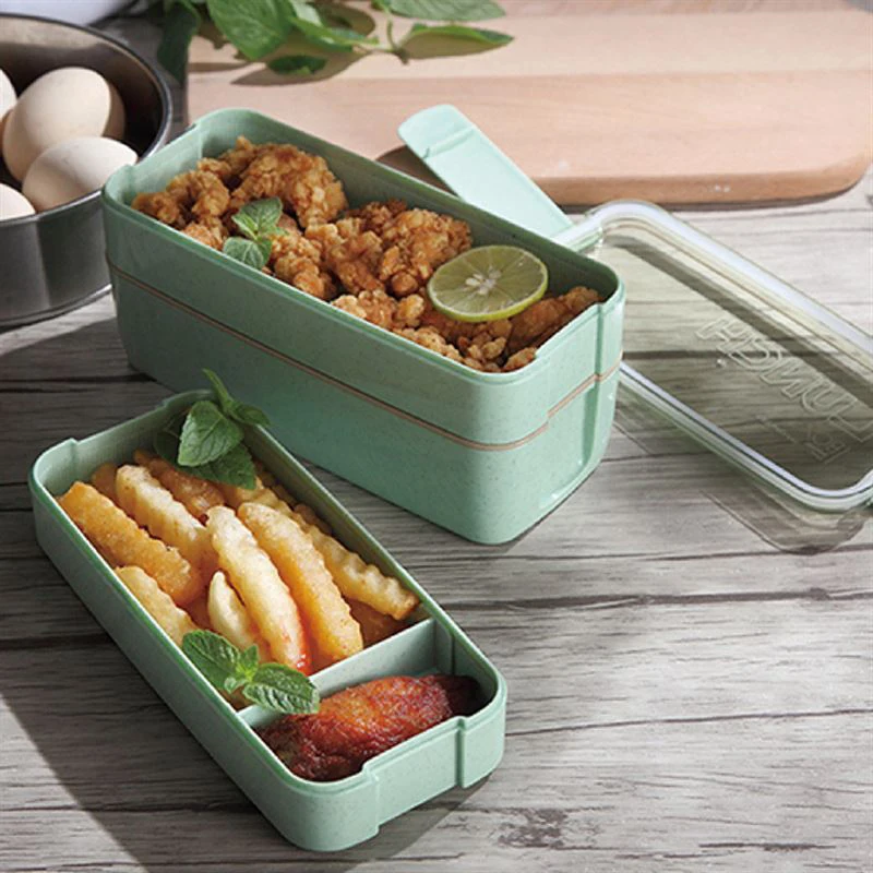 Lunch Box Japanese Straw Three Layer Portable Bento Lunch Box