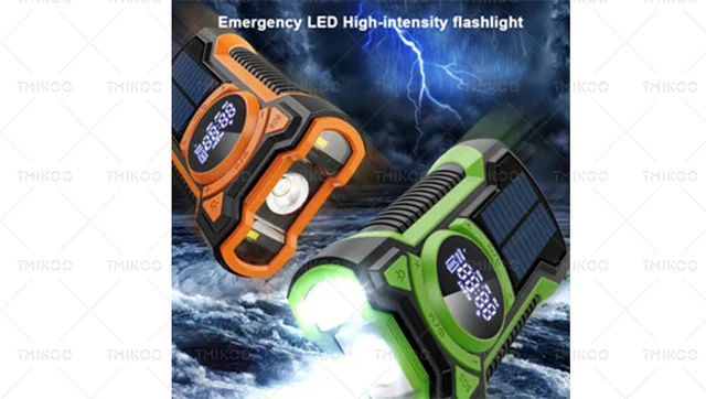 Radio Solaire De Survie AM/FM/NOAA - Rechargeable, Lampe Torche LED, Batterie 11200 MAh - Pour Randonnée, Urgences, Coupures De Courant