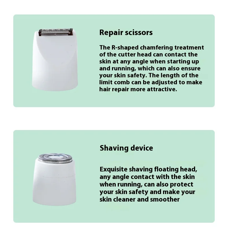 Portable 4-in-1 Women's Electric Hair Removal Device, Multi-functional Electric Hair Removal Set, Includes Four Blades